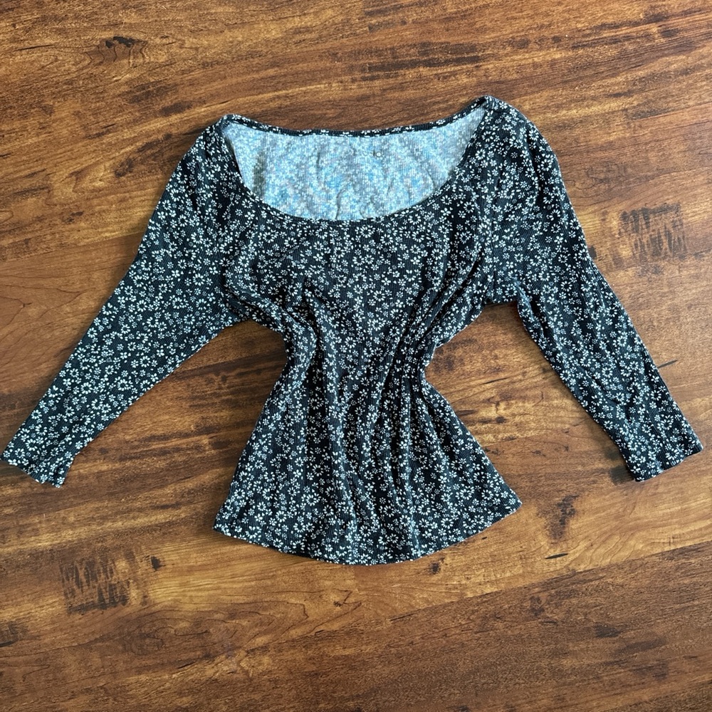 Floral Black and White Women's Top